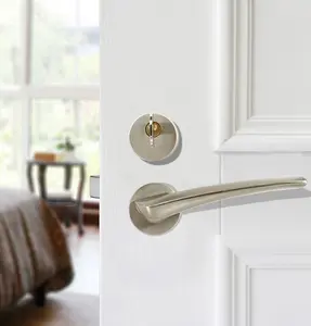 Cylindre solide ovale en laiton de sécurité supérieure avec clé écusson chambre serrures et poignées de porte en bois