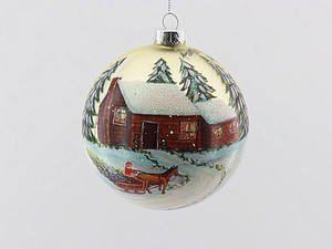 زينة عيد الميلاد، كرات زجاجية مزينة برسومات الغزلان أو المنازل، زينة لحفلات عيد الميلاد ورأس السنة الجديدة 2021، 120 مم - Product Image 3