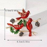 Broche en émail avec trois petits oiseaux sur une branche, accessoire de vêtement créatif à fleurs