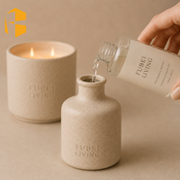 FUBEI LIVING Pot à bougie en céramique mate à double mèche, cire de soja, pour l'inauguration de la maison, parfum d'intérieur, aromathérapie, ensembles de diffuseurs à bâtonnets