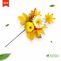 Mini tige de citrouille et feuille d'érable décolorée pour bricolage d'ornements d'automne à la maison, style ferme, avec spray floral d'automne