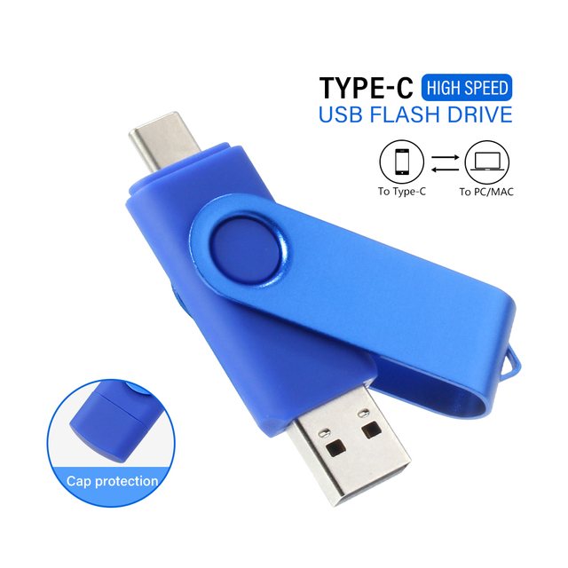 Cheapest Swivel OTG USB Flash Drive 2 in 1 With Free Logo Custom Pen DRIVE and USB C Adapter