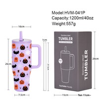 Gobelet isotherme à double paroi en acier inoxydable de 40 oz (1200 ml) pour Halloween, anti-fuite, avec paille, couleurs personnalisables, cadeau de vacances pour