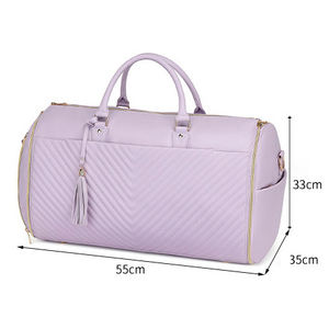2025 사용자 정의 여성 PU 가죽 의류 가방 더플 접이식 휴대용 가방 비즈니스 여행 더플 가방 - Product Image 3