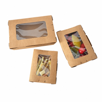 Lunchdoos van ecologisch verantwoorde, wegwerpbaar karton voor fastfood, salade, fruit en kip, met transparant PVC venster