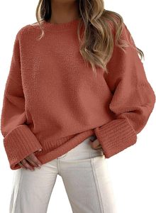 Damen Rundhals ausschnitt Langarm Übergroße <span class=keywords><strong>Fuzzy</strong></span> Knit Chunky Warm Pullover Langarm Pullover Top - Product Image 4