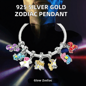 Colgante Luminoso de los Doce Signos del Zodíaco, Chapado en Plata 925 Original, Joyería DIY para Fiestas, Unisex para Niños, Venta Caliente Transfronteriza - Product Image 2