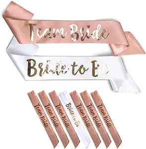 7 Pcs Rose Gold Wedding Cheap Stain Bride To Be Bachelorette Party Team Sash