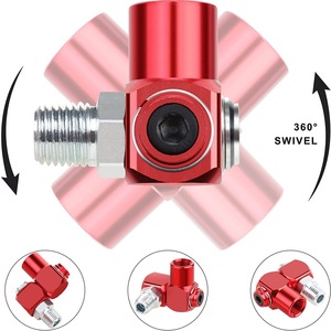 Dingyi Aluminum Anodized Red Pneumatic Rotary Joint 14NPT Universal Fitting For Air Tools - Product Image 3