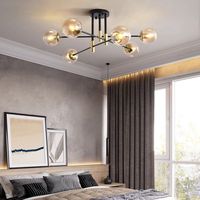 Lampe décorative murale LED style Mid-Century avec abat-jour globe en verre, contrôle par interrupteur, USB, intensité réglable, écologique, pour chambre à coucher