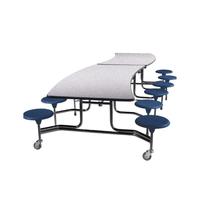 Ensemble de table et chaises de salle à manger de luxe moderne, table rectangulaire pliable pour cafétéria avec 12 tabourets, roulettes mobiles