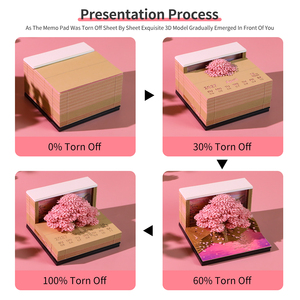 <span class=keywords><strong>Bloc</strong></span> de notes adhésives 3D Sakura avec étui en acrylique, feuilles réalistes découpées en papier, calendrier 3D, ornement de bureau, papeterie haut de gamme - Product Image 5