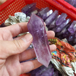 Tự Nhiên Đôi Điểm Thạch Anh Tím Tinh Thể Thạch Anh Tím Điểm Tháp Obelisk Trụ Cột Cây Đũa Phép - Product Image 4