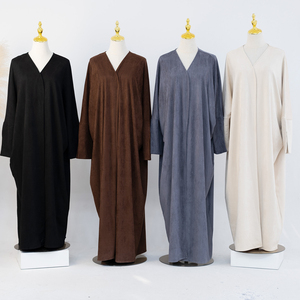 Ropa islámica Otoño Invierno Abaya abrigo bata Abaya tela de gamuza abierta Abaya Turquía Dubai mujeres vestidos cárdigan bata Lisa <span class=keywords><strong>Catan</strong></span> - Product Image 1