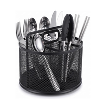 Panier de rangement pour ustensiles en métal, organiseur de couverts en maille métallique pour fourchettes, cuillères, couteaux, panier de rangement pour couverts sur comptoir
