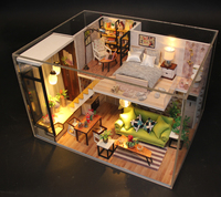 Populaire bricolage Style moderne famille meubles maison Miniature en bois enfants artisanat maisons de poupée