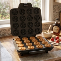 Gaufrier mini 16 trous de qualité supérieure, machine en plastique antiadhésive à chauffage rapide 600W pour la préparation de gaufres, de collations et de desserts maison