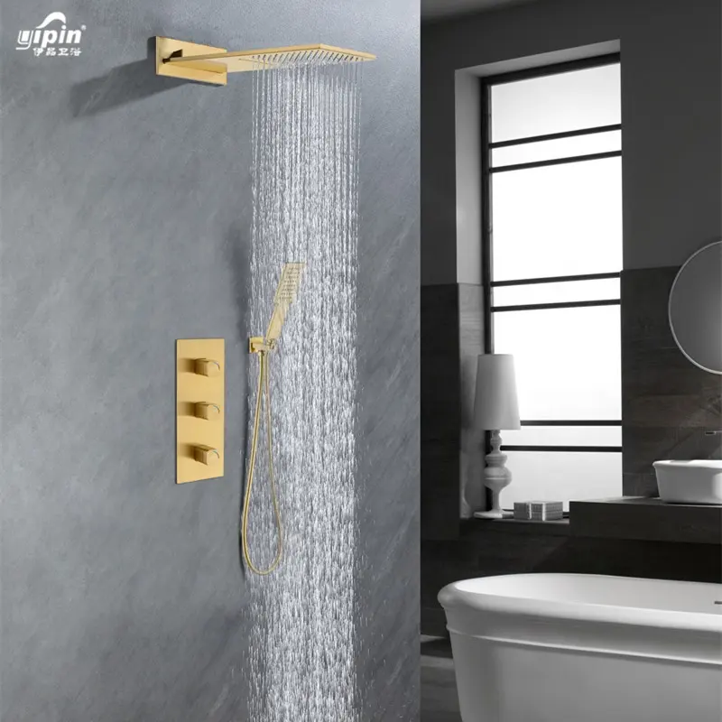 Thiết kế hiện đại Ware boong gắn trong tường giấu vòi hoa sen Đặt vòi hoa sen vàng đen vòi hoa sen mưa thác nước mưa