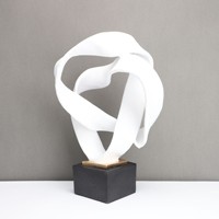 Sculpture Abstraite en Résine Design Contemporain Maison Chambre Salon Table Showroom Laiton Blanc