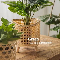 Panier à fleurs tissé en rotin support tissé en bambou pour bonsaï plantes balcon succulent vert radis présentoir au sol pour