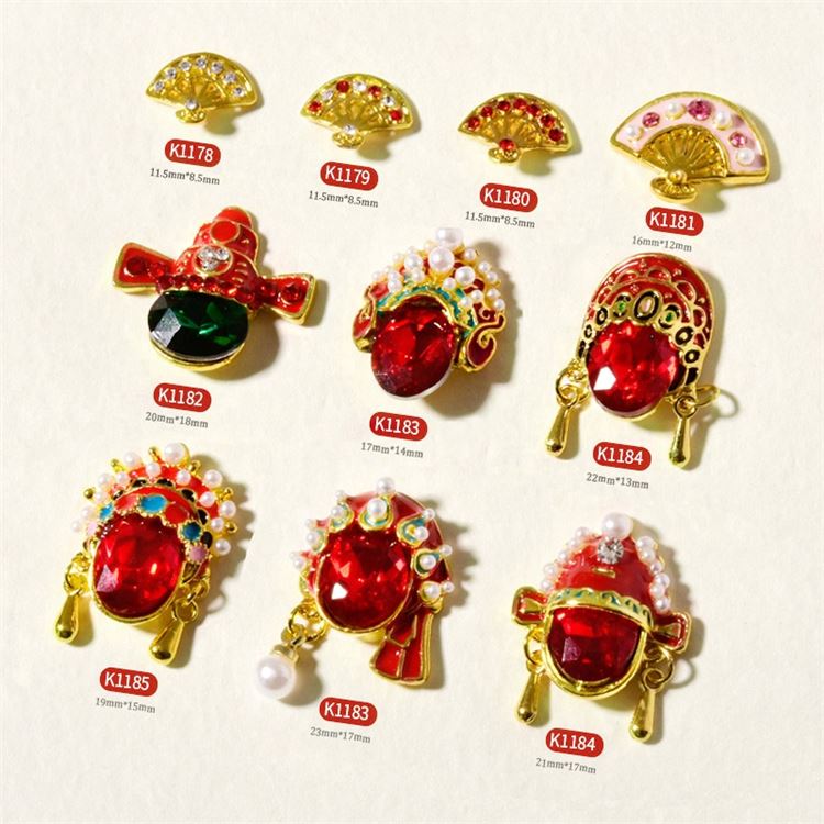 Fascino in stile cinese di capodanno 5 pezzi personaggi tradizionali decorazione di gioielli con strass per Nail Art fai da te