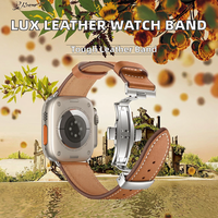 Bracelet de montre en cuir véritable de luxe fermoir papillon compatible avec Apple Watch Series 8 7 6 5 4 3 2 Bracelet de montre en cuir avec breloque de 45mm