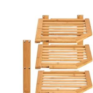 Trépied d'angle en <span class=keywords><strong>bambou</strong></span> à 3 niveaux pour organiser les épices et les condiments de cuisine, supports et étagères de rangement - Product Image 2