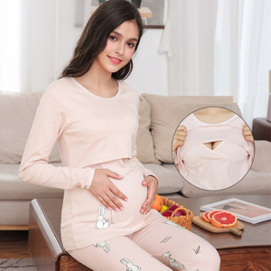 Conjunto de pijamas de maternidad de primavera, <span class=keywords><strong>ropa</strong></span> de dormir de <span class=keywords><strong>lactancia</strong></span>, <span class=keywords><strong>ropa</strong></span> de <span class=keywords><strong>posparto</strong></span>, <span class=keywords><strong>ropa</strong></span> de salón para embarazadas, envío directo de algodón - Product Image 3