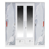 Armoire en acier à 4 portes personnalisable, imprimée à domicile, facile à assembler, meubles de chambre à coucher provenant de l'usine pour une utilisation en villa