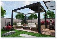 Pavillon moderne bioclimatique électrique personnalisable, coupe-vent, avec moteur OKo et ensemble d'éclairage LED pour tonnelles et balcons
