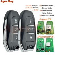 Llave de Control Remoto para Automóvil con Chip 4A PCF7953M IM2A de 433 MHz, 3 Botones, ABS Negro para 308/508/2008/3008/5008 Citroën