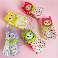 Barrettes à cheveux en acrylique motif chaton fruits tropicaux, finition mate, antidérapantes, maintien solide pour femmes et adolescentes, bord lisse, design sans plis