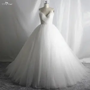 RSW1739 scollo a V pieghettato Body Princess Ball Gown Bridal Ballkleid Damen Glitter Dress 2021 abiti da sposa abito da sposa da donna