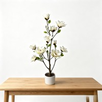 Pohon Magnolia Buatan dengan Daun dan Bunga Realistis, Sempurna untuk Dekorasi Rumah, Ruang Tamu, Pernikahan & Dekorasi Hotel