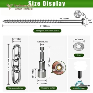 Stainless Steel Tent <b>Peg</b> with Hex Head and Carabiner Ring for Camping Outdoor Use - Product Image 5