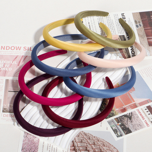 8 ألوان أربطة رأس ساتان سائبة أو شريط مضاد للانزلاق أو ربطة رأس صلبة سادة للنساء والفتيات إكسسوارات شعر يدوية الصنع - Product Image 3