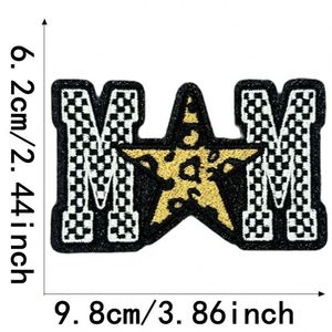 Nouvel arrivage : Patch thermocollant en chenille avec bord pailleté, motif nœud 'Mama', 'Mom', 'Auntie', 'Wifey', taille moyenne, pour la décoration de chapeaux, sacs et vêtements - Product Image 5