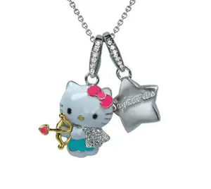 Nieuw Ontworpen Wit Verguld Hello Kitty Sagittarius Zodiac Kleur Email 925 Sterling Zilveren Hangers