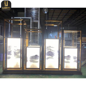 Gran oferta, escaparate de exhibición de torre de vidrio de Metal con soporte iluminado acrílico para vitrina de licor de vino - Product Image 4