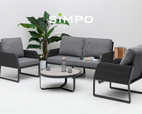 SIMPOLIFESTYLE Mobilier d'extérieur haut de gamme pour hôtel et resort, Canapé 2 places VENICE en aluminium et tissu pour terrasse et jardin
