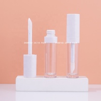 Emballage cosmétique de 9 ml, tube rond transparent rose blanc vide, gros applicateur pour gloss à lèvres, contenants pour gloss à lèvres, tube avec gros applicateur