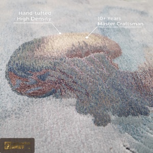 Tapis de luxe LandScopeTech Jellyfish de forme irrégulière, 13 mm, en laine de Nouvelle-Zélande et soie de bambou, tufté à la main, pour villa haut de gamme - Product Image 4