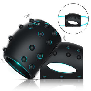 Zwarte Siliconen Volwassen Seksspeeltjes Grof Slijtage Penis Mouw Met Slot Verlenging En Stud Crystal Set Vibrerende Ring Voor Mannen - Product Image 1