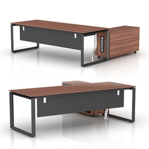 Contemporary Home Office Furniture-Modern L-Shape <b>Desk</b> with Steel Legs Wooden Panel and Laptop Computer <b>Table</b> - Product Image 3