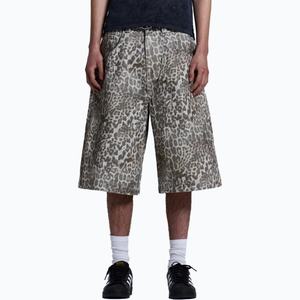 Shorts en jean baggy pour homme, imprimé léopard, délavé, style rétro, longueur genou, tissé, haute qualité, pour l'entraînement, Jorts - Product Image 3