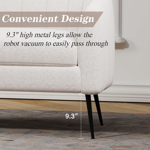 モダンな2席シェニールソファ家具付きラブシートソファメタル脚付き - Product Image 4