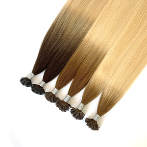 Venta al por mayor hueso recto cutícula alineada sin enredos doble dibujado europeo Remy queratina Rubio ITip extensiones de cabello - Product Image 5