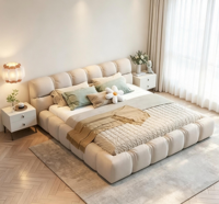 Lit capitonné moderne de taille King avec revêtement en tissu et cadre en bois de pin, sommier, garantie 3-5 ans