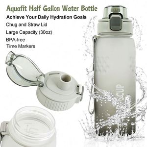 Botella de Agua Deportiva de 1 Litro, a Prueba de Fugas, Libre de BPA, con Marcador de Tiempo, Botella de Agua Motivacional de Plástico Grande para Correr - Product Image 2