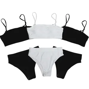 2023 Wholesale for Women High Waist Sexy Nylon Spandex 2 Piece White Swimsuits Bikini